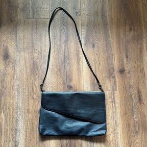 Vintage Holiday Fair Black Leather Crossbody Bag